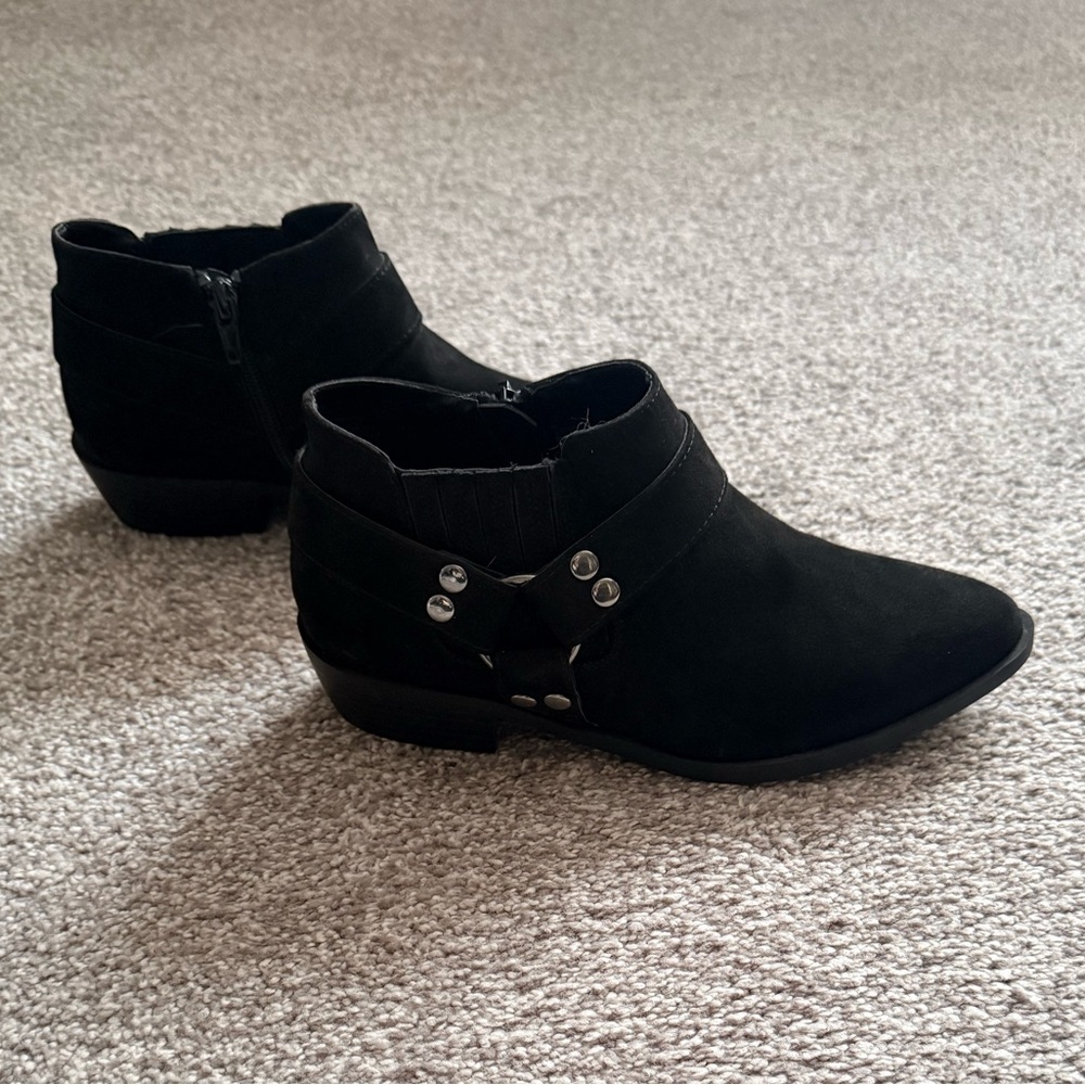 Chic Black Ankle Booties with Metallic Details